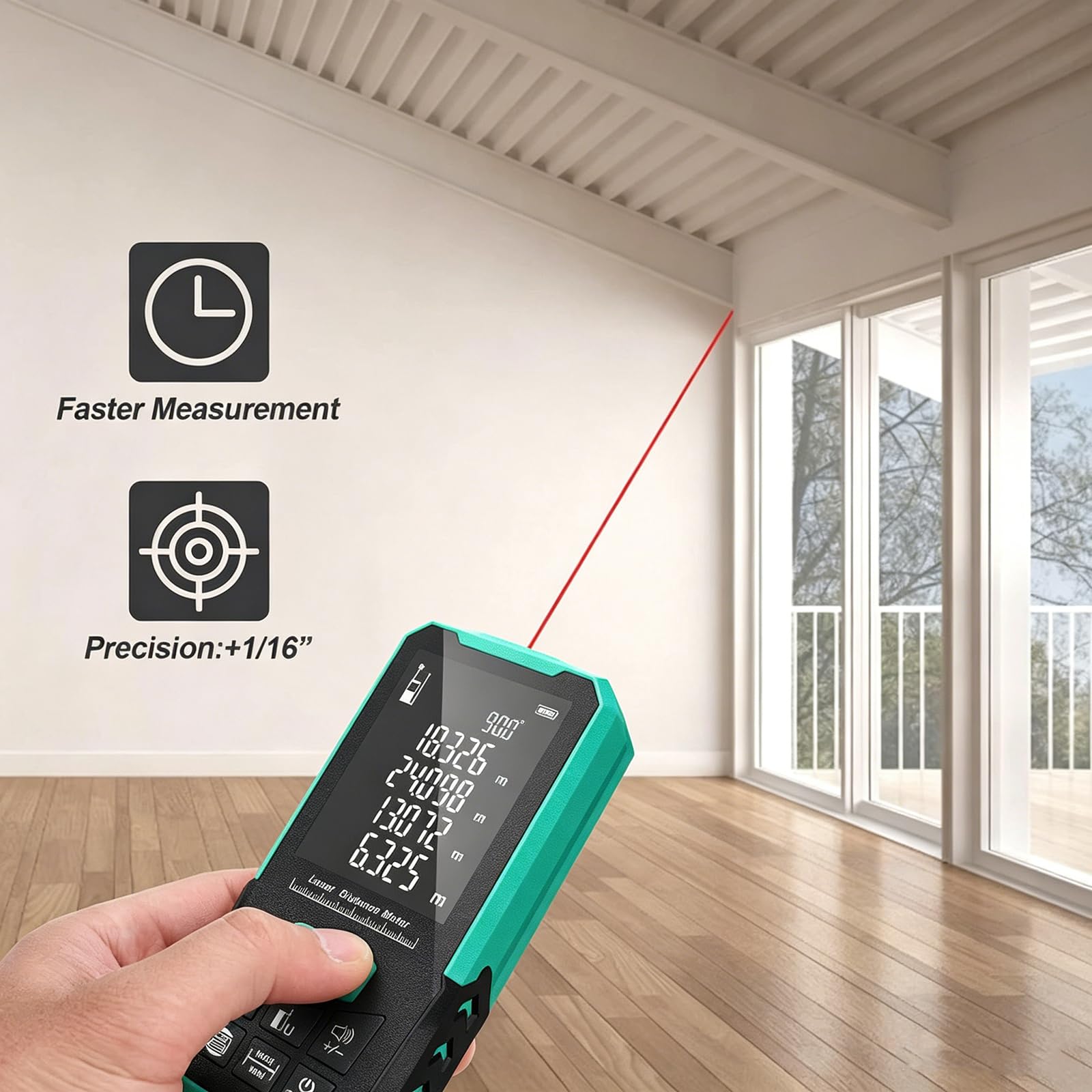Télémètre Laser Numérique 200 M, Télémètre Laser 0,05-200 M (656 Pieds) Avec Écran Lcd 2,4 Pouces, Mesureur D'Angle Et Testeur de Volume Et de Surface, pour La Construction Et La Rénovation de Maisons