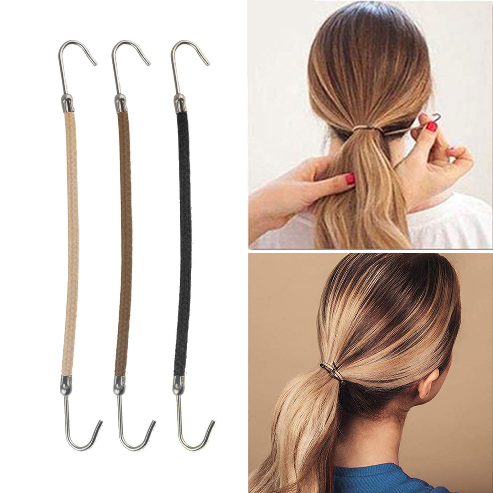 Paquete de 10 ganchos elásticos para el cabello, coleteros coloridos y cómodos, accesorios para el cabello para coletas, color marrón oscuro