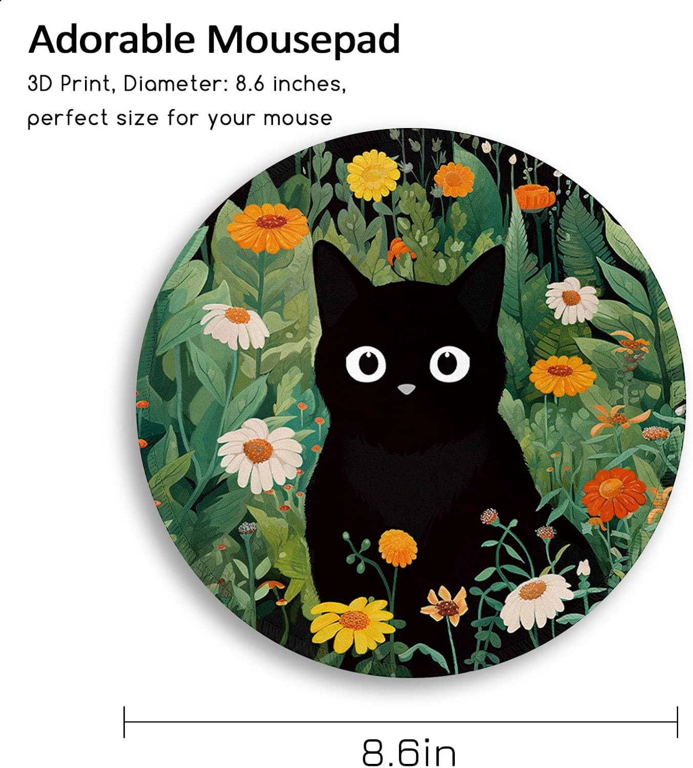 Immaturus Cat Mouse Pad, Cute Small Mouse Pads for Desk, Round Travel Mousepad for Wireless Mouse Gaming Work Laptop, Flower Mini Computer Mouse Mat, Home Decor Office Desk Accessories - Image 4