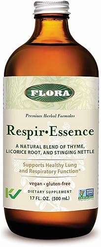 Flora - Respir-Essence - Apoya la salud pulmonar y respiratoria - Contiene tomillo, raíz de regaliz, helenio y más - Sin OMG, vegano, sin gluten y