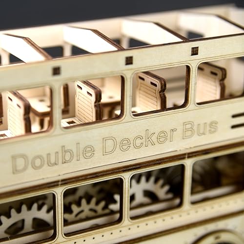 Miniatura 5 de UGUTER - Rompecabezas de madera 3D de Londres, modelo mecánico impulsado por equipo de resorte de Londres, kit de manualidades de bricolaje, juguete