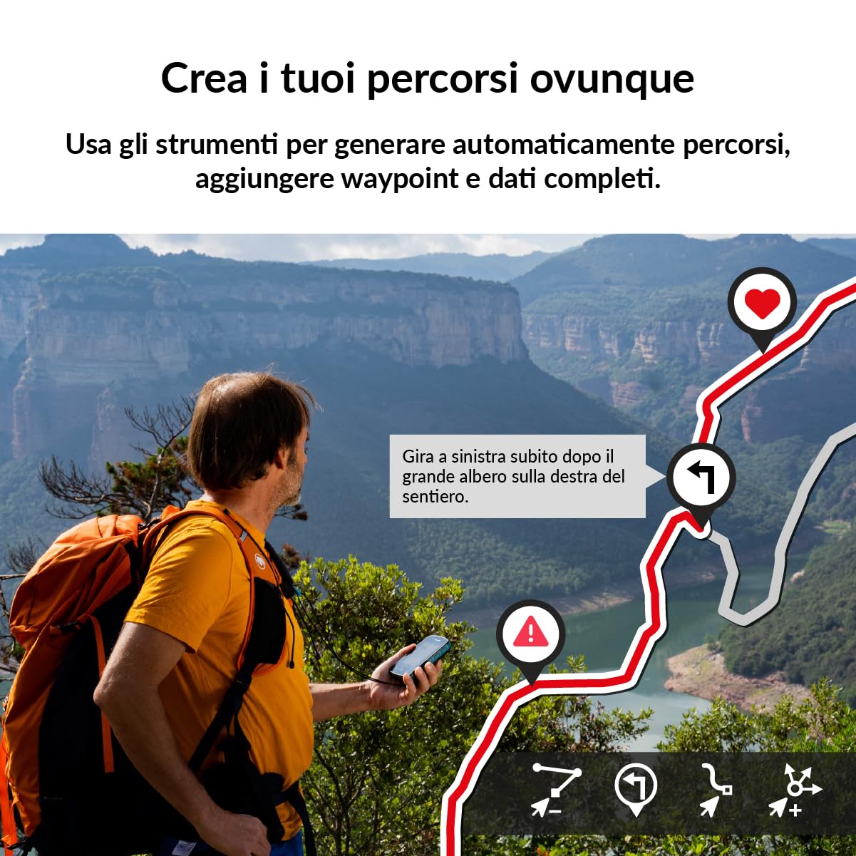 TwoNav Terra (64 GB) + Carta completa Italia TomTom, GPS con schermo wide da 3,7 pollici per montagna, escursionismo, MTB, bicicletta