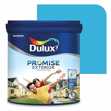 Dulux Promise Exterior Emulsion Paint (4L, Pim'S Blue) | Ideal for Exterior Walls | Smooth Finish | Anti-Peel & Anti-Crack | Long-Lasting Colors