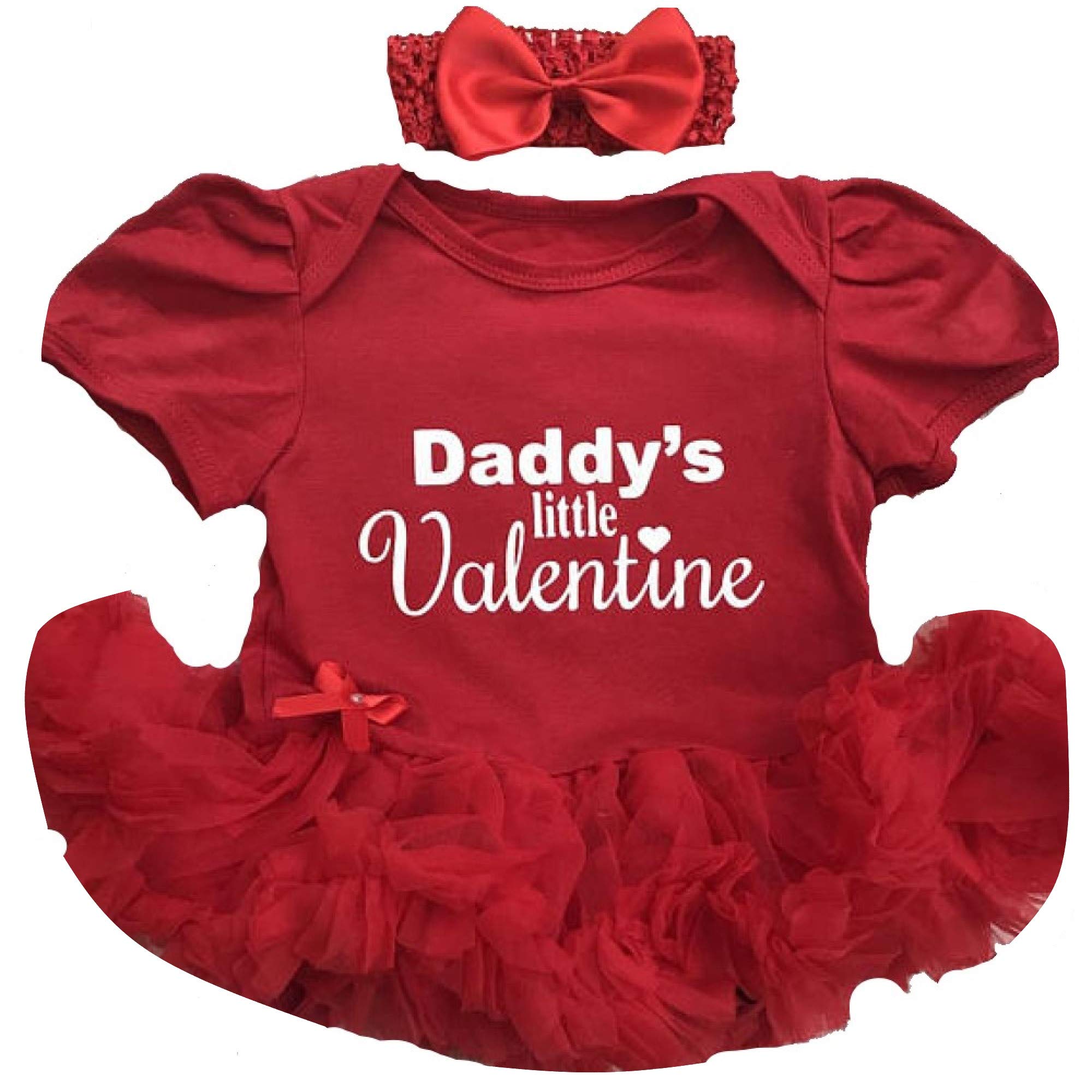Little Secrets Clothing Women's Red Daddy's Little Valentine Baby Girl's Tutu Romper With Headband 0-18 Months (12-18 Months)