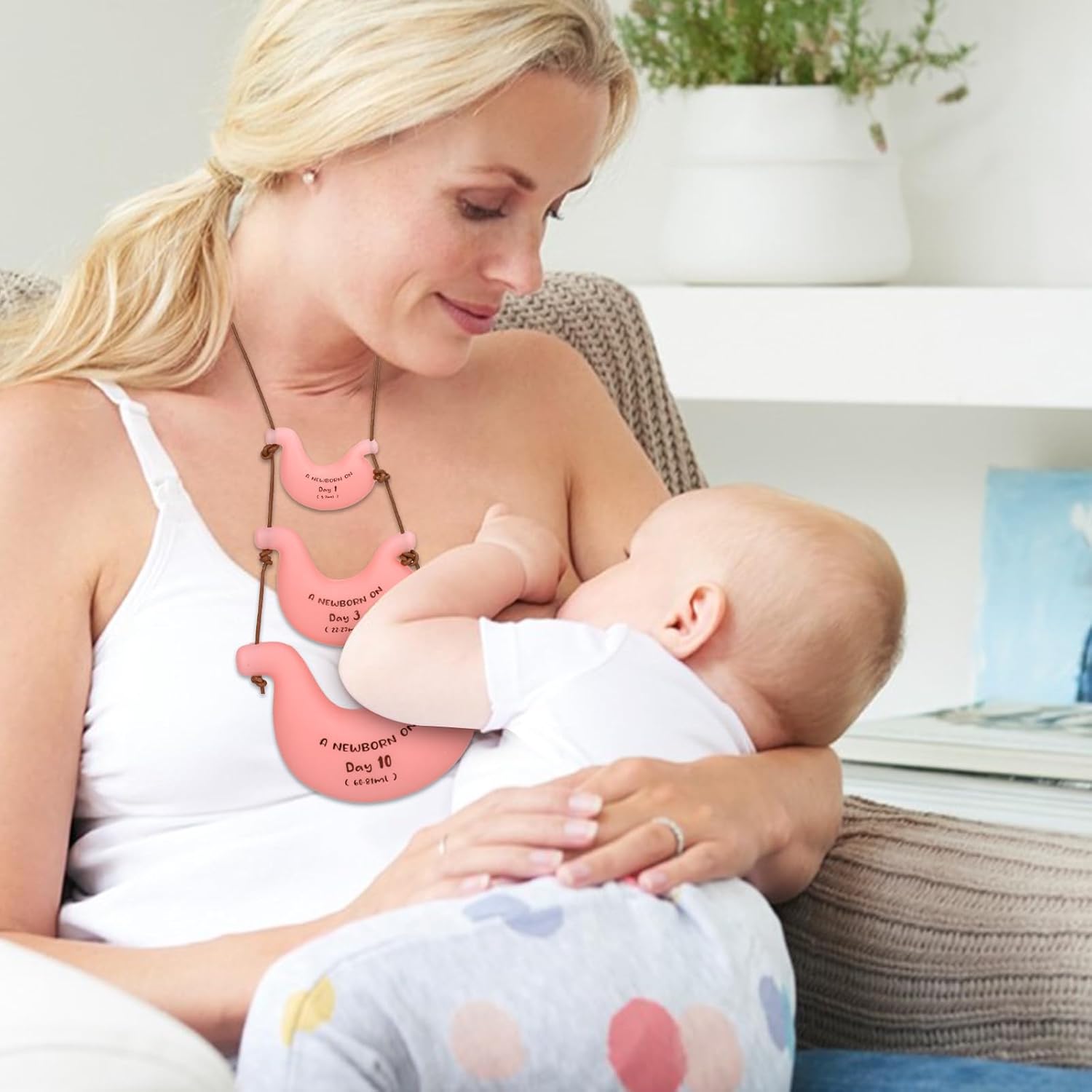 Breastfeeding Baby Belly Beads Stomach Shape Necklace, Visual Teaching Tool for Lactation Consultants, Ideal for Nurses Providing Insights on Estimated Infant Stomach Size