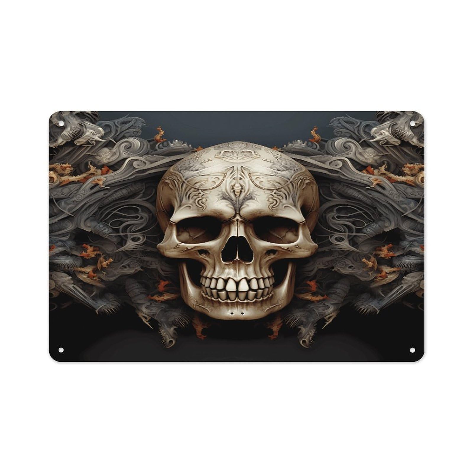 VstaDank Metal Aluminum Skulls Sign Wall Decor Vintage Metal Sign Plaque Boho Wall Hanging Decor Sublimation Picture Panel Personalized Plaque Poster 8x12in