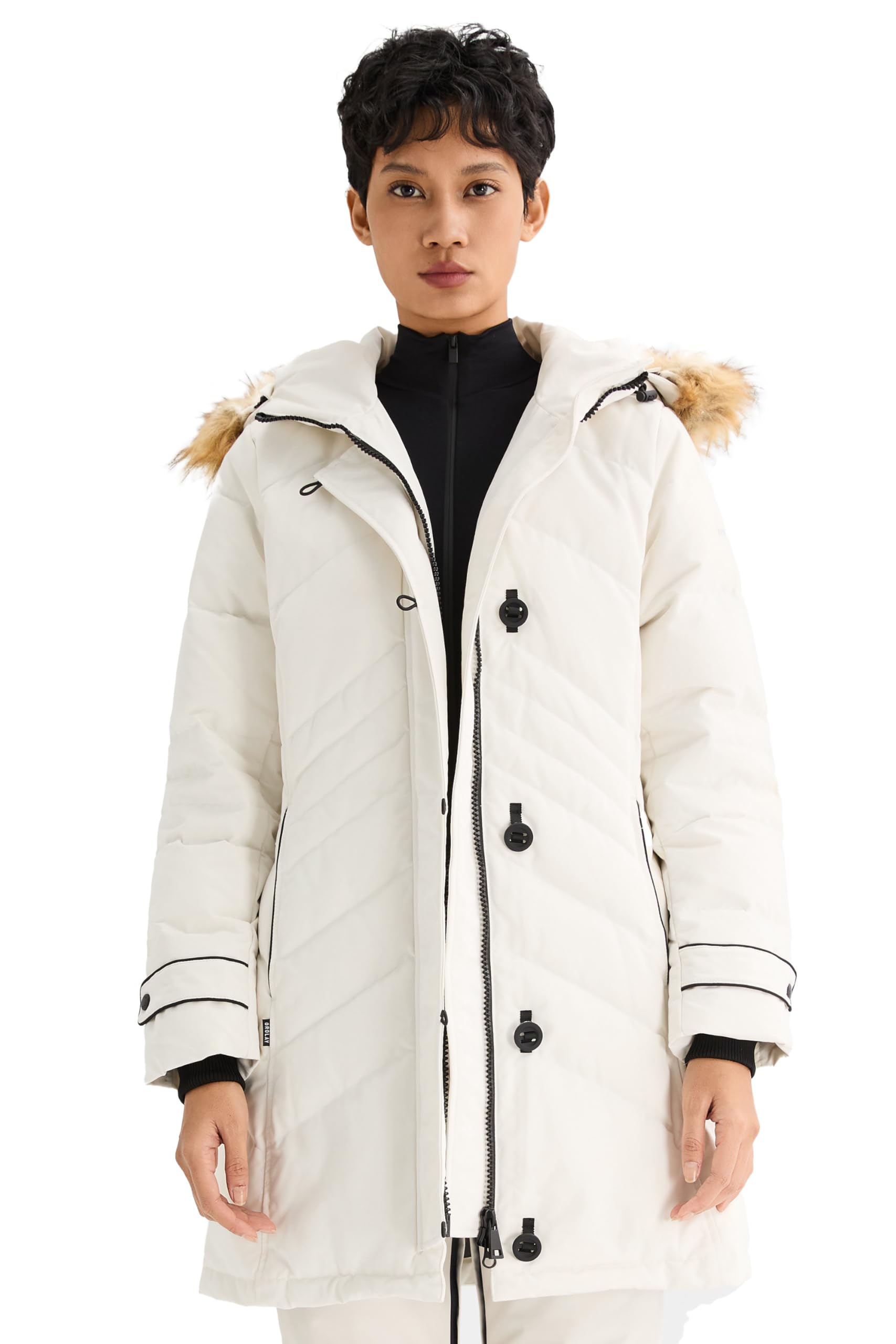 Orolay Women's Hooded Slim Puffer Jacket Quilted Mid Length Winter Down Coat