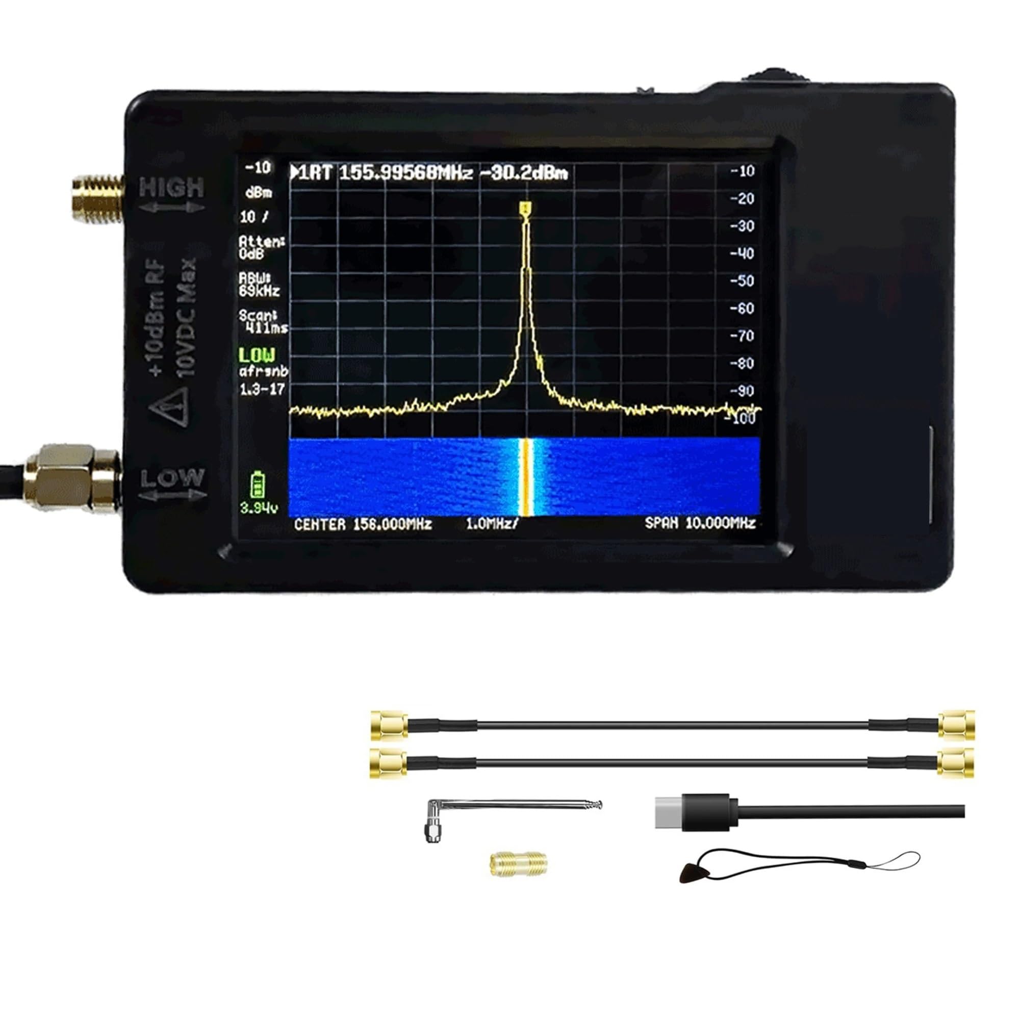 Network Analyzer, Hand Held Spectrum Analyzer 2.8" Display with Battery