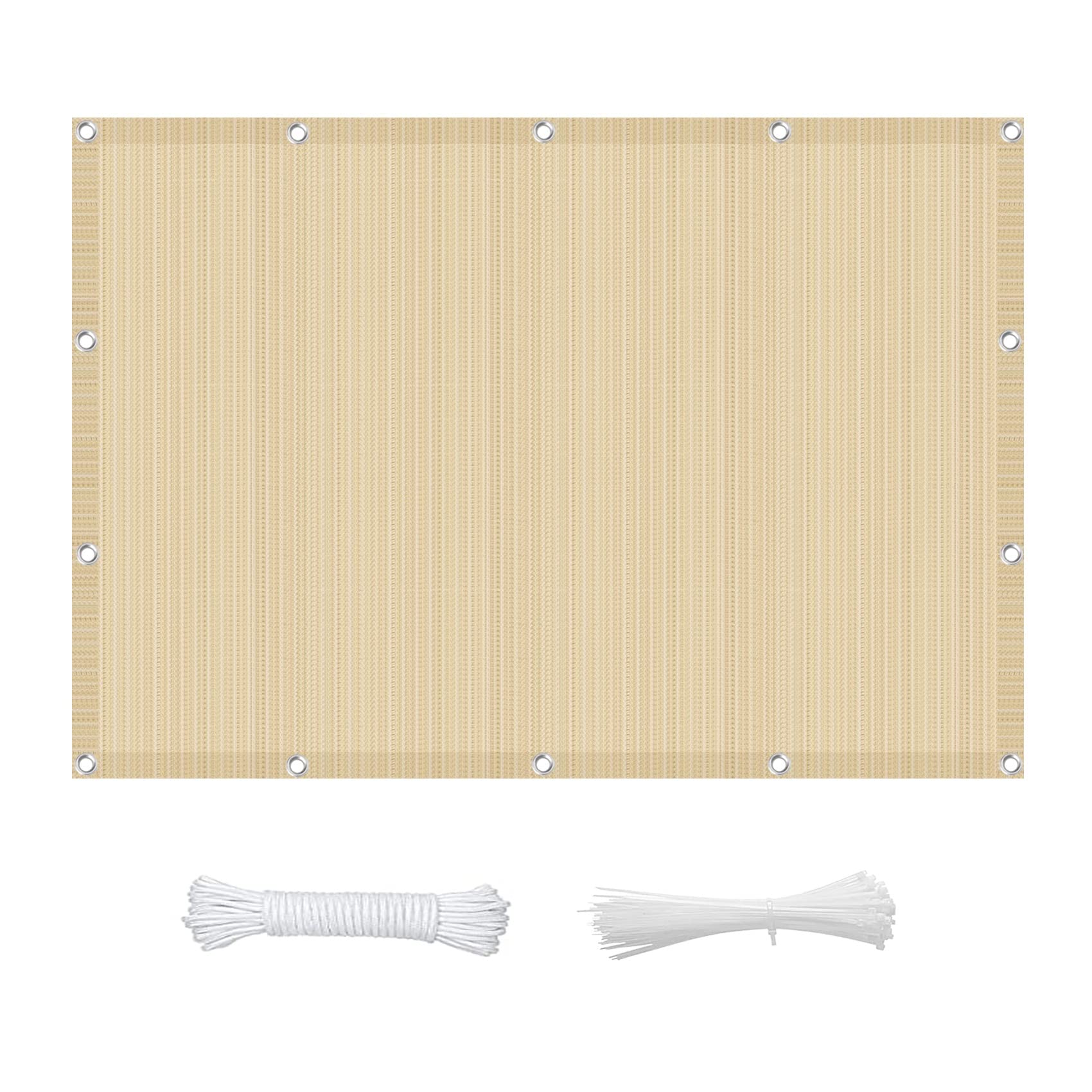 GLDYTVF Outdoor Garden Patio Party 3.4x3.4m Rectangle Awning Canopy 95% UV Block Permeable and Breathable Cream Color with Bonus 5m Ropes