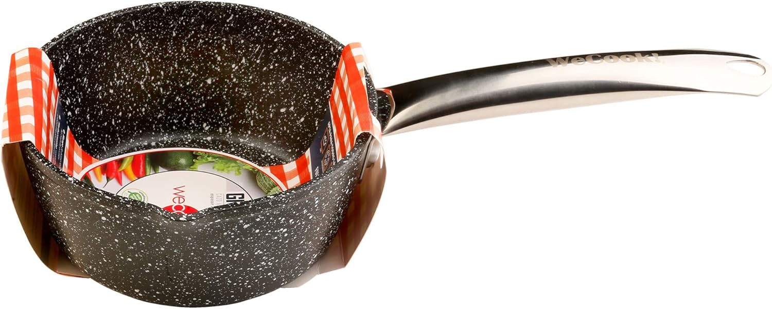 WECOOK! Granite Full Induction Saucepan 20 cm, Forged Aluminum, Non-Stick Ecological Stone without PFOA, Professional Steel Handle, Suitable for All Kitchens, Ceramic Glass, Gas