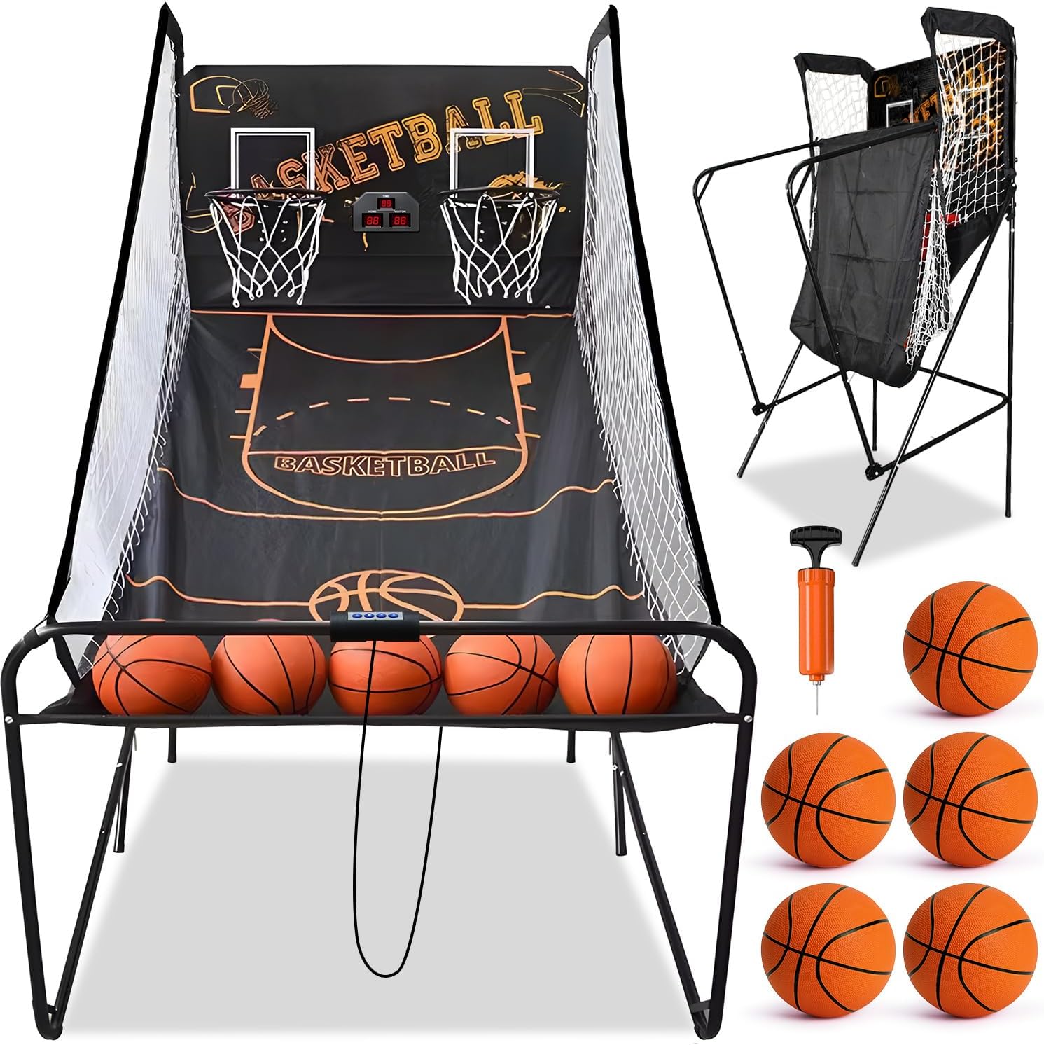 TOY Life Basketball Hoop Indoor, 2 player basketball arcade game Indoor with Scoring System, Arcade Games Machines for Home, Electronic Basketball Games, Basketball Toys for Boys 6 7 8 9 10+