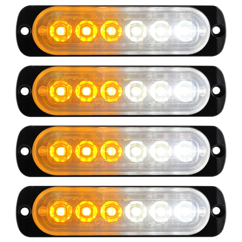 KaiDengZhe 4pcs 6LED Red Ultra Thin Sync Feature Warning Emergency Beacon Hazard Flash Caution Strobe Light Bar Surface Mount for Car Truck 12-24V STROBELIGHT