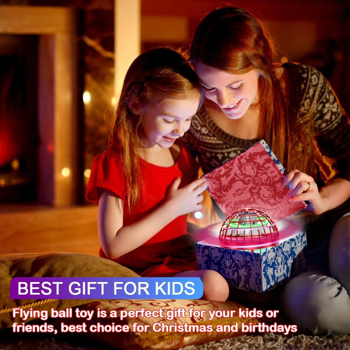 Flying Orb Ball Toy - 2026 Upgraded Magic Flying Orb Toy with LED Light 360°Rotating, Boomerang Flying Toys Indoor Outdoor Fun Games, for Boys Girls Adults Kids (Red)