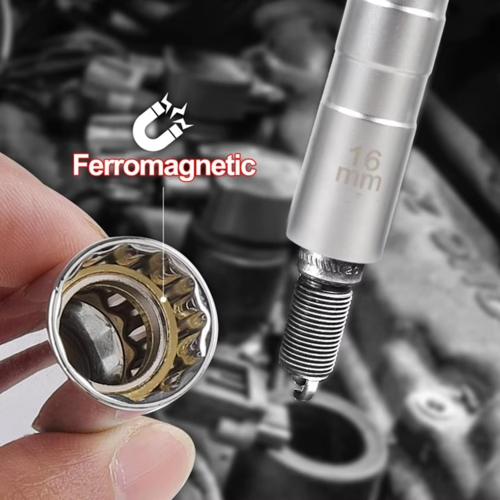 Llave Extensión Universal Magnética para Bujía Herramienta Extracción Pared Fina para Taller Herramientas Manuales Reparación Automática Juego de Llave para Bujías