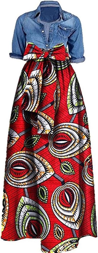 Outgobuy Women's Traditional African Dashiki Dress Long Maxi A Line Skirt Ball Gown