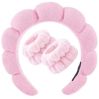 Vista 24 de Zkptops Diadema de Spa para Lavar la Cara Muñequera Esponja Maquillaje Cuidado de la Piel Diadema de Tela de Rizo Burbuja Suave Prepárate Diadema