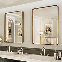 Vista 63 de LOAAO - Espejo de baño con marco de metal negro de 24x36 pulgadas, espejo rectangular redondeado para pared, espejo mate de tocador de baño