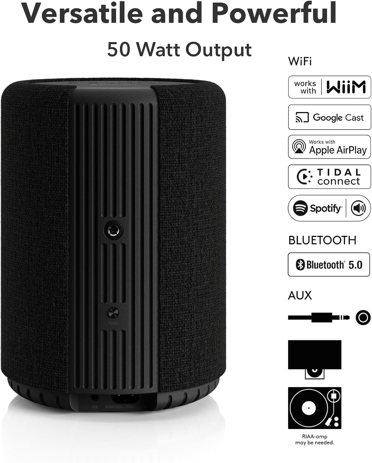 Audio Pro A10 MKII Wireless Multiroom Speaker, WiiM Edition | High Fidelity, Bluetooth, WiFi | Compatible with AirPlay 2, Google Cast, Siri, WiiM Home App, Stream Spotify, Tidal & More, Black - Image 2