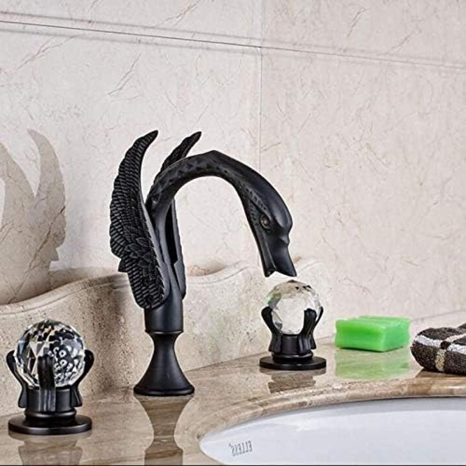 SBCGFY Faucet Basin/Bathroom Faucet Widespread Basin Sink Faucets Dual Crystal Triple Holes Deck Mounted Mixer Tap Beauty Comes