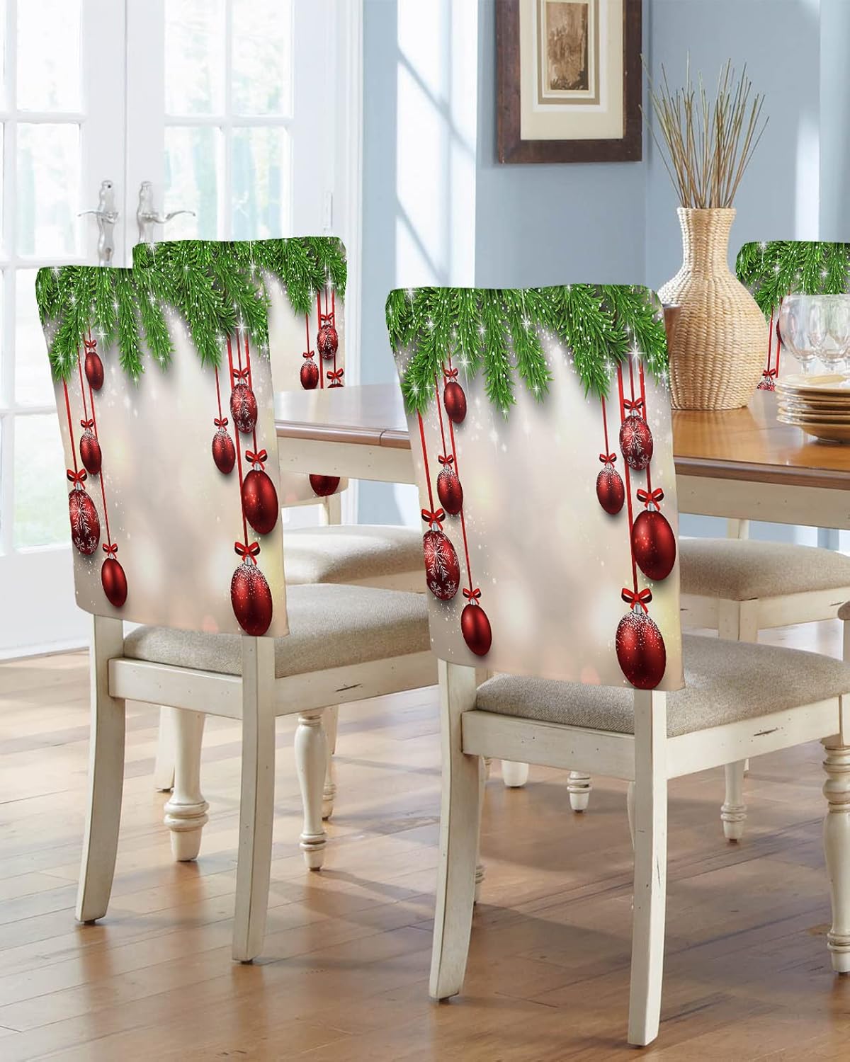 AMZRicher Christmas Chair Back Covers for Dining Chairs 4