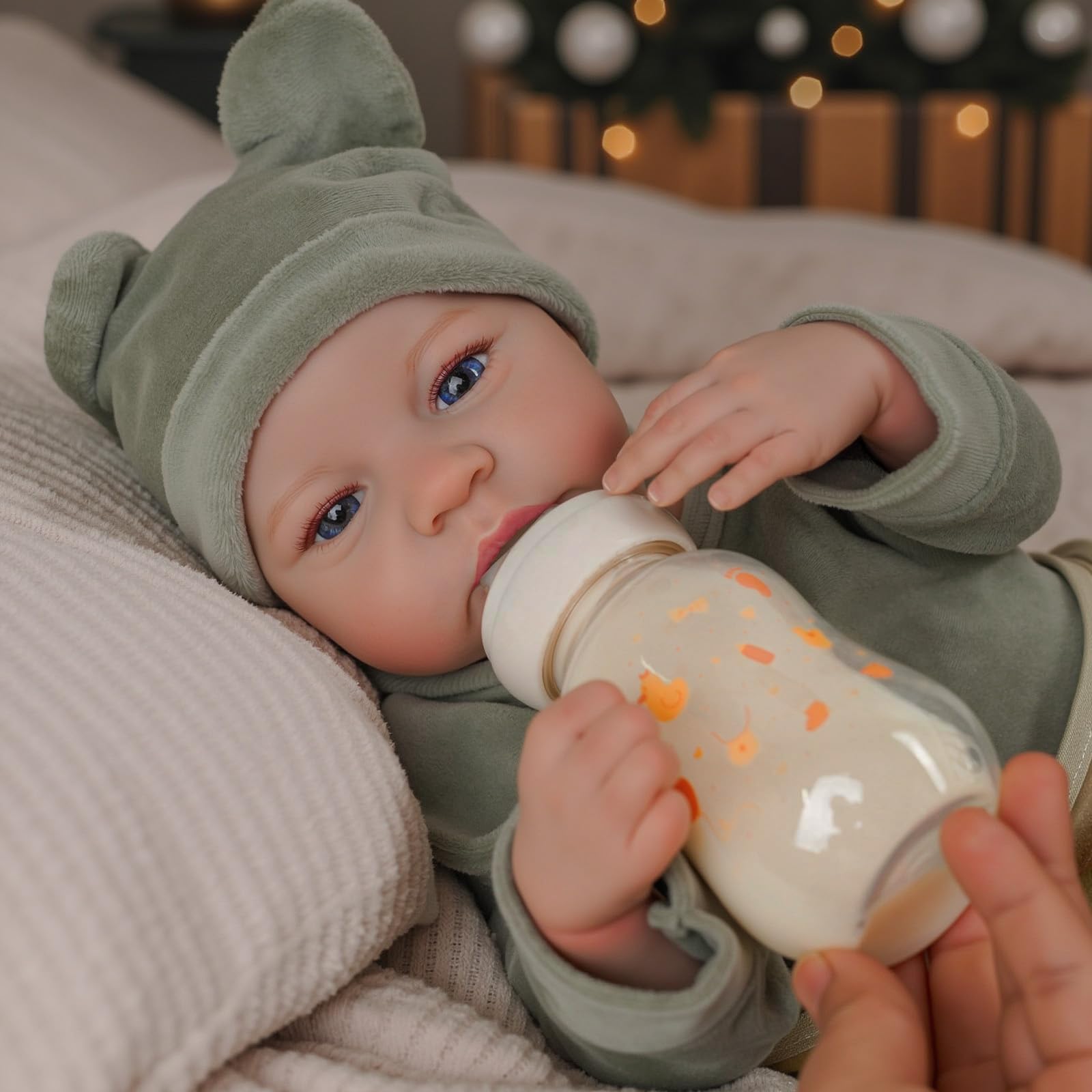 BABESIDE Reborn Puppen Junge 18 Zoll Realistische Babypuppe mit Offenen Augen Wiedergeborenes Neugeborenes echte Puppe Lebensechte Babypuppen Anatomisch Korrekt Sieht Aus Wie EIN Echtes Baby