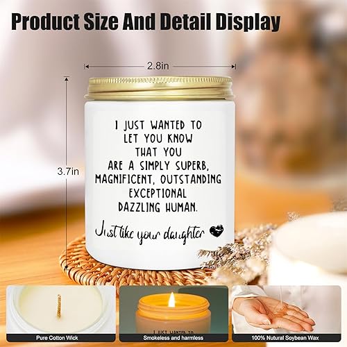 Miniatura 3 de Divertida vela de regalo para mamá papá de hija 7 onzas de cera de soja lavanda perfumada de largo tiempo de combustión para mamá, regalos únicos
