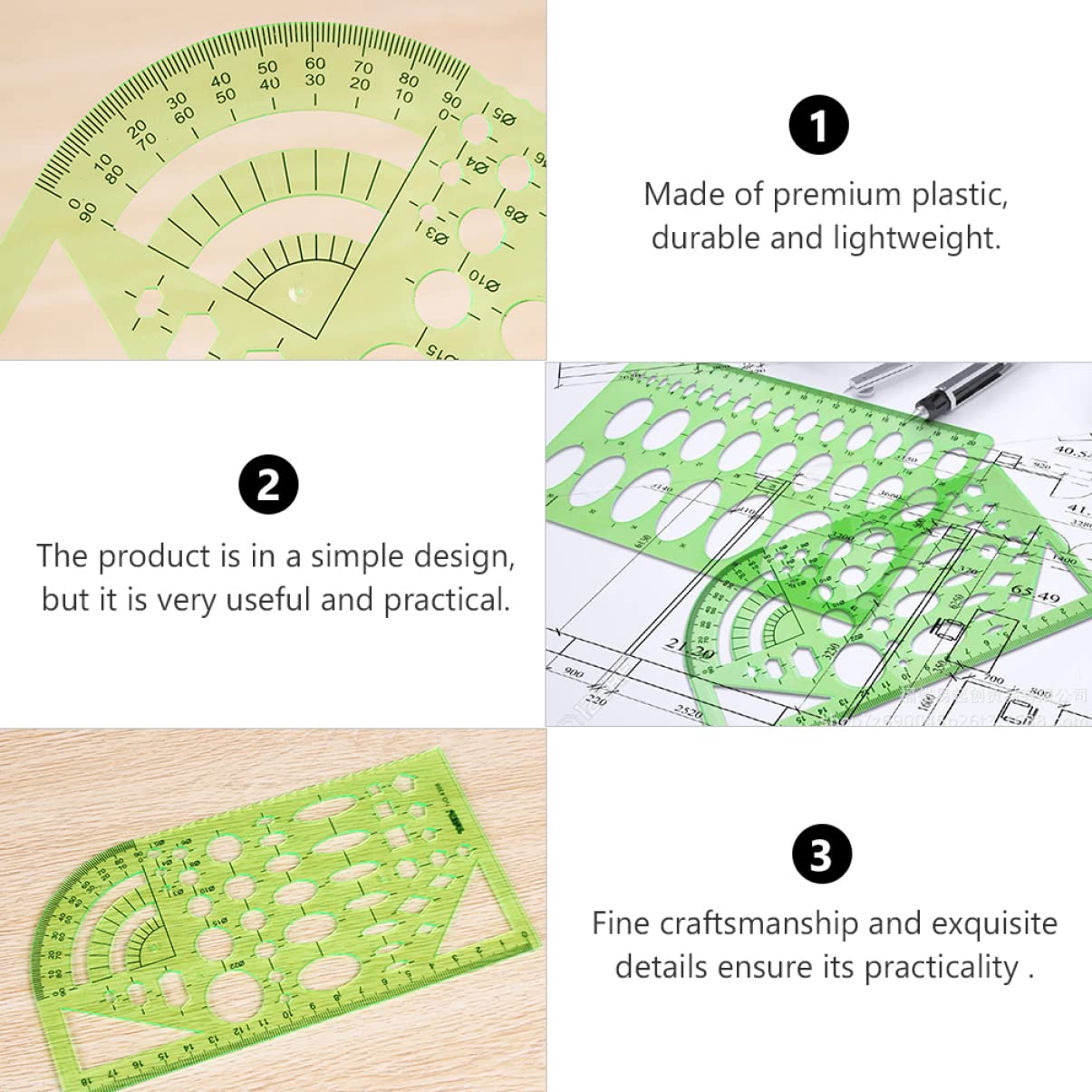 Gatuida Set 11 Pezzi Righelli Geometrici in Plastica Traslucida Stencil di Misurazione per Disegno Tecnico Scolastico e Progettazione Architettonica