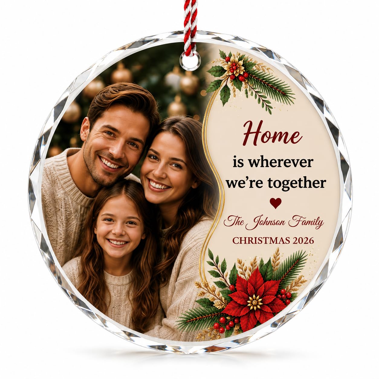 Bemaystar Personalised Christmas Bauble, Custom Photo Crystal Bauble