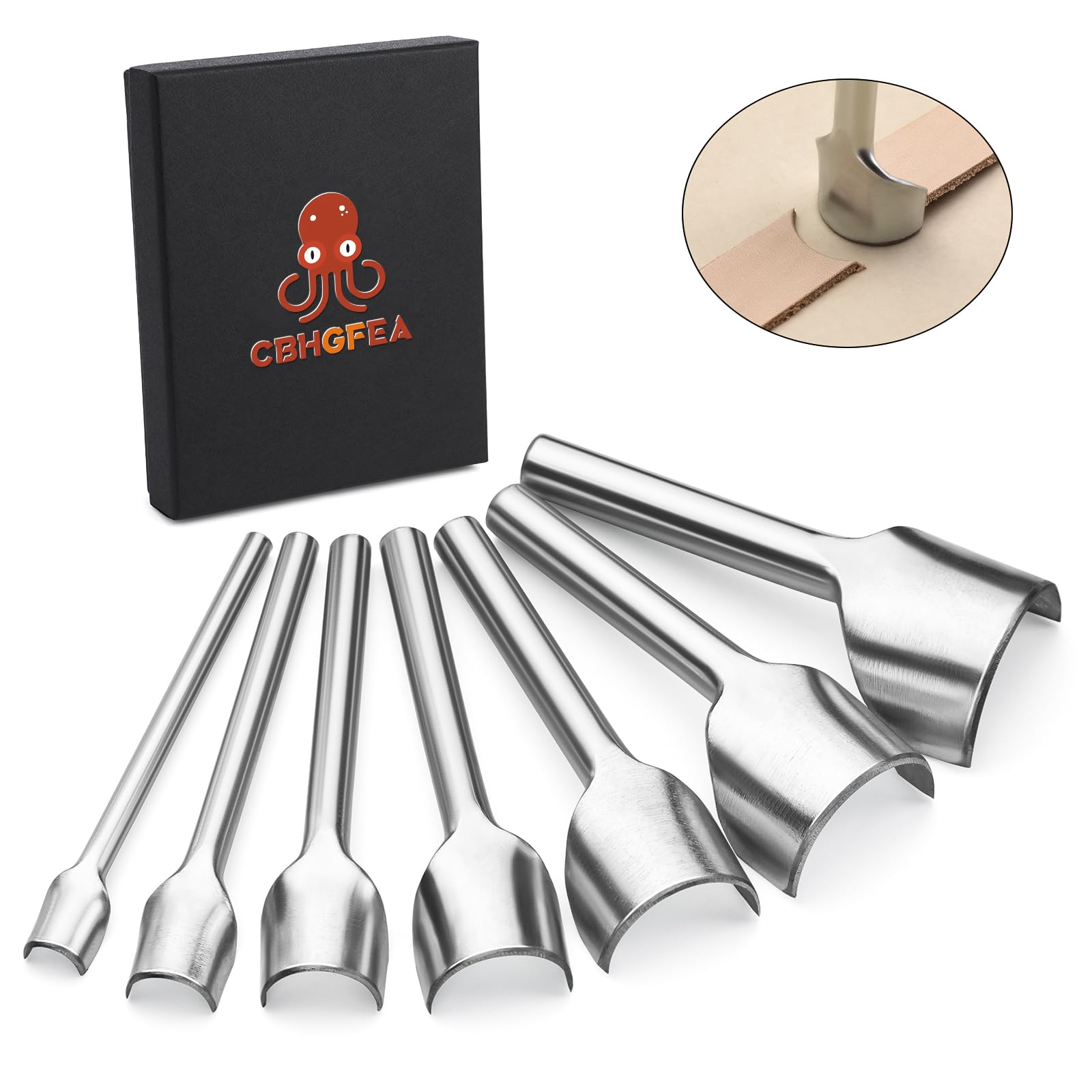 7 PCS Leather Corner Punch, Half-Round Cutter Leather Tools, Corner Cutter, 10-40 mm Half Depth Round Cutter Punch Set for Crafting Strap Belt, Wallet, Bag and DIY Leathercraft Projcts-image-39