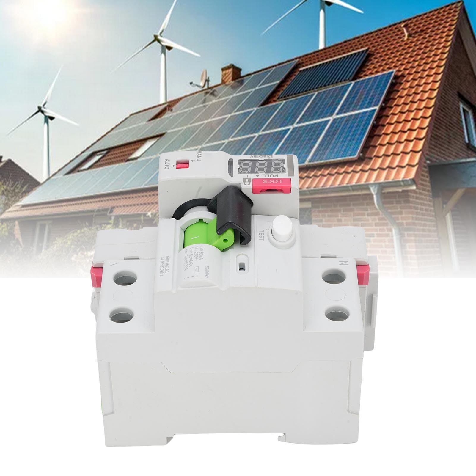 Interruttore differenziale differenziale RCD 2P RCD tipo A Display digitale ripristino automatico applicabile per energia solare fotovoltaica Smart Home (Ha pugnalato)