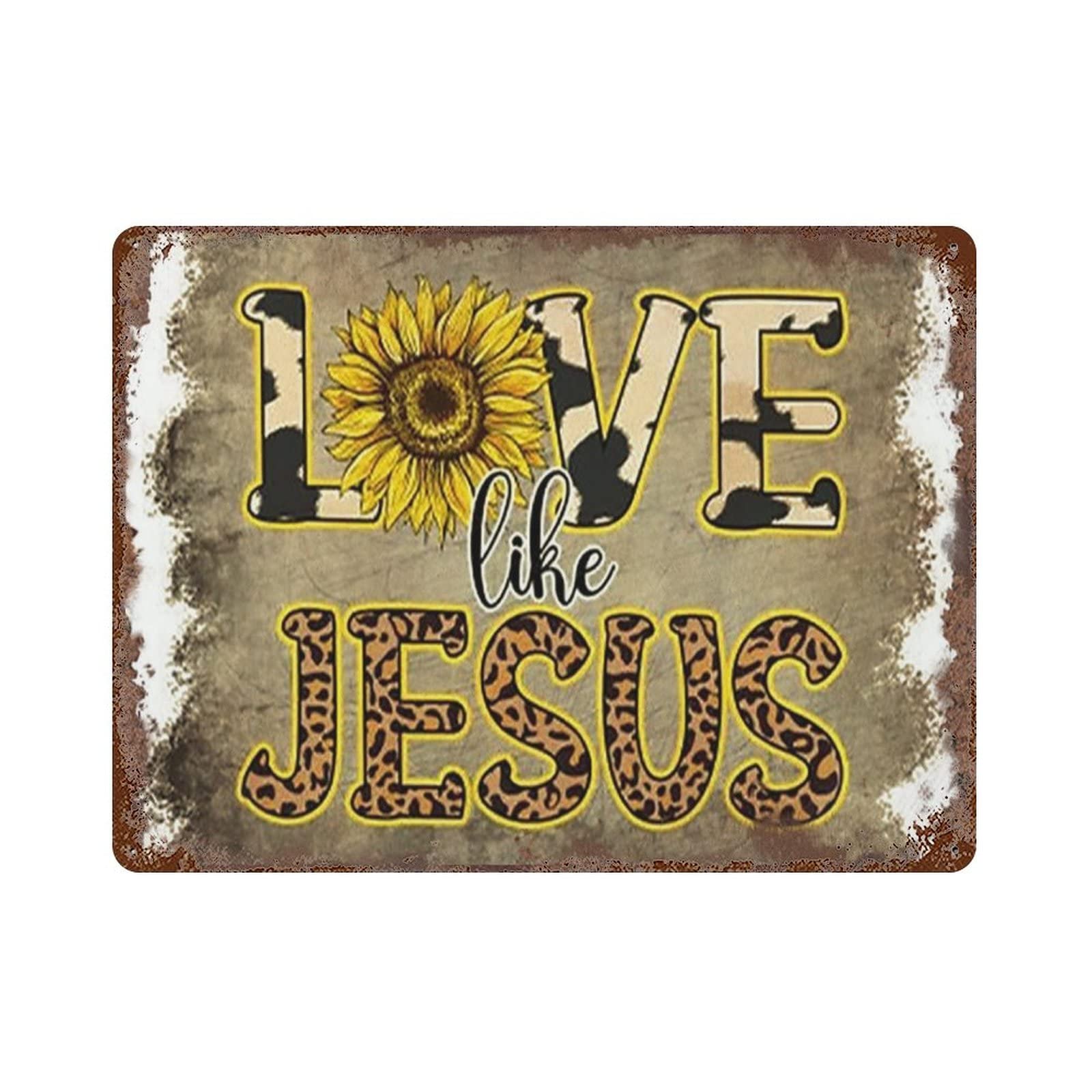 AOOEDM Love Jesus Tin Metal Sign Wall Decor Funny Inspirational Quote Wall Art Sign Vintage Tin Signs For Home Coffee Bar Man Cave Sign Pub Poster