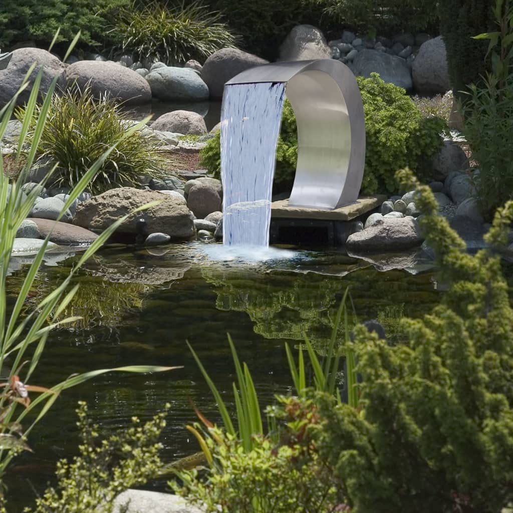 vidaXL Fontana a cascata in acciaio inossidabile per piscina, laghetto a scorrimento per giardino all'aperto