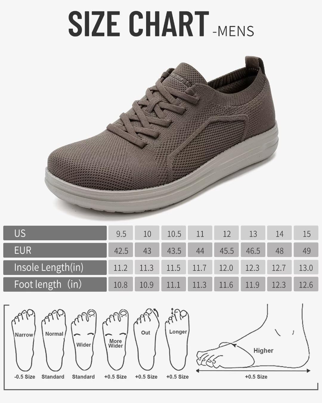 1TAZERO Mens Wide Width Slip On Shoes with Arch Support Insoles Men Lightweight Casual Loafer for Elderly & Wide Feet Plantar Fasciitis Walking Shoes - Image 6