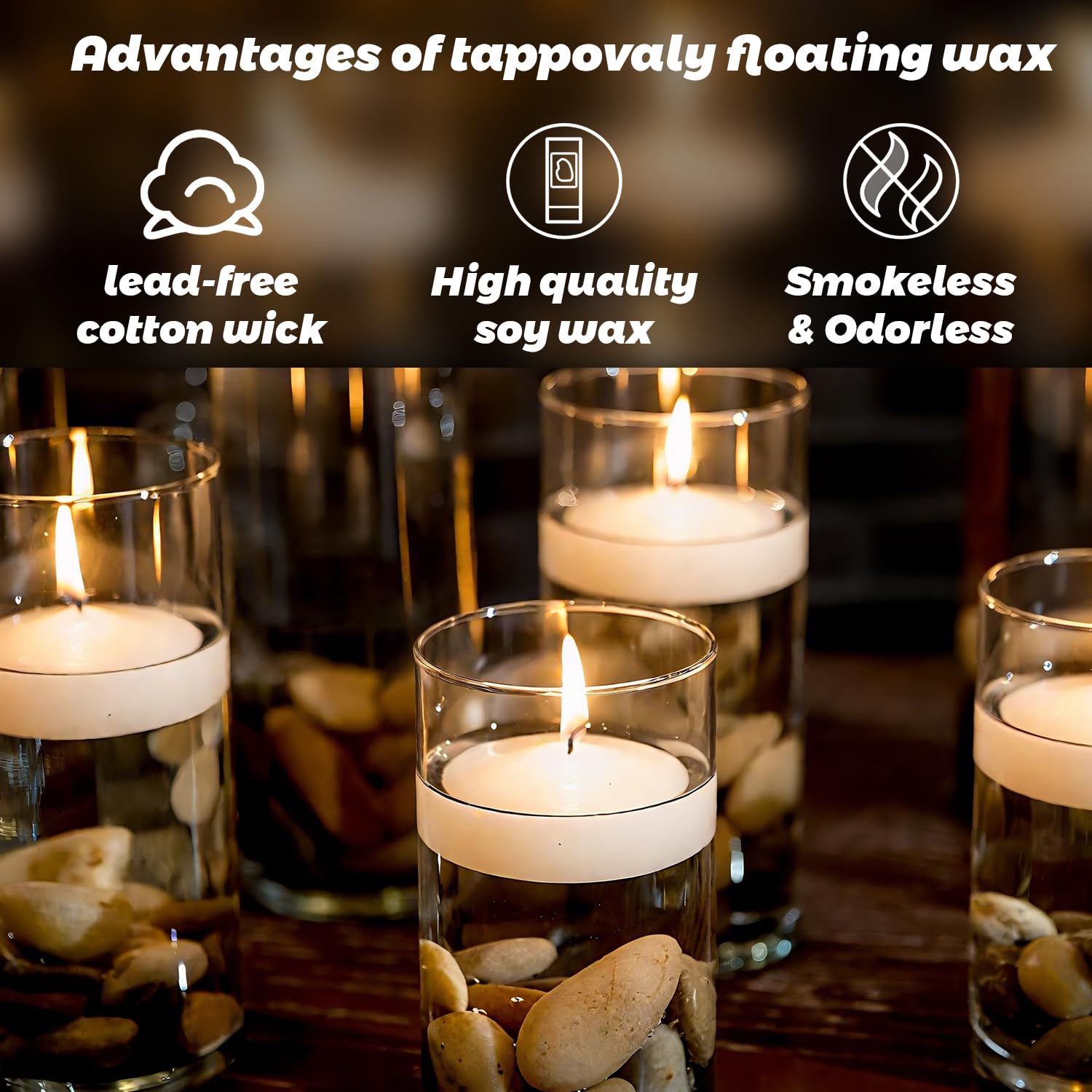 Velas flotantes de 3 pulgadas, paquete de 36 velas flotantes blancas, doradas y rojas, velas de larga duración y sin humo para bodas, cumpleaños, piscina, vacaciones y decoración del hogar, sin
