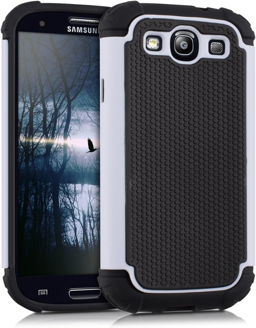 kwmobile Full Armor Case Compatible with Samsung Galaxy S3 / S3 Neo - Heavy Duty Shockproof Protective Hybrid Case Cover - White/Black