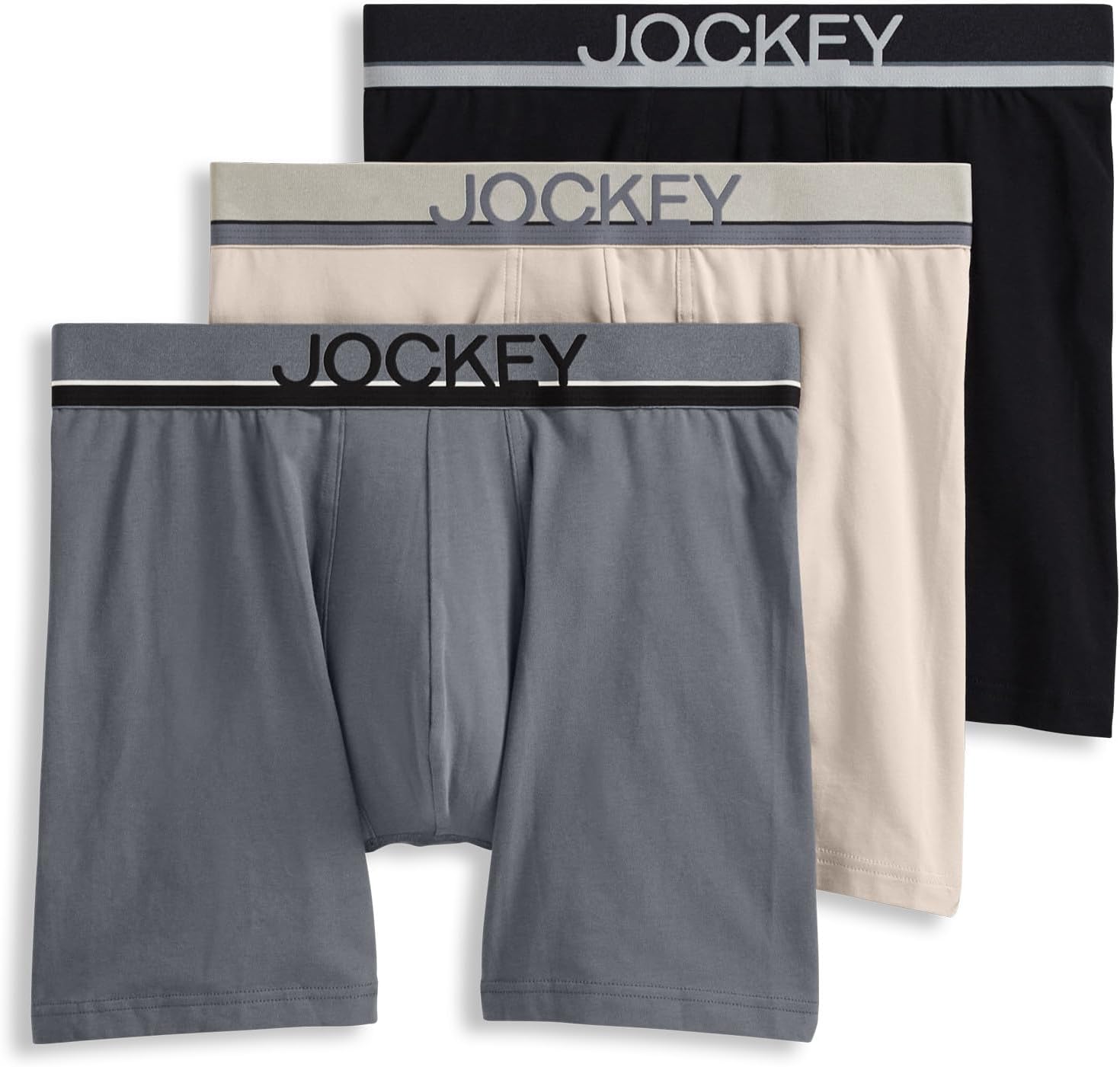 Jockey Men's Underwear True Style 6" Boxer Brief - 3 Pack