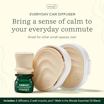Lifelines Everyday Passive Diffuser Set - Cordless Car Diffuser & for Other Small Spaces - Essential Oil Blend with Precision Pump - Aromatherapy Alternative to Potpourri Bags, Fragrance Sachets