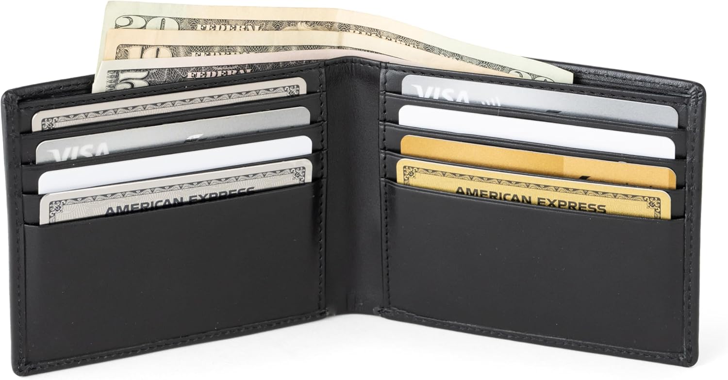 BERLINER BAGS Premium Genuine Leather Wallet for Men Lincoln, RFID Blocking, Bifold, Front Pocket Slim Wallet, 10 Card Holder, 2 Bills Compartment, 1 Gift Box - Black - Image 2