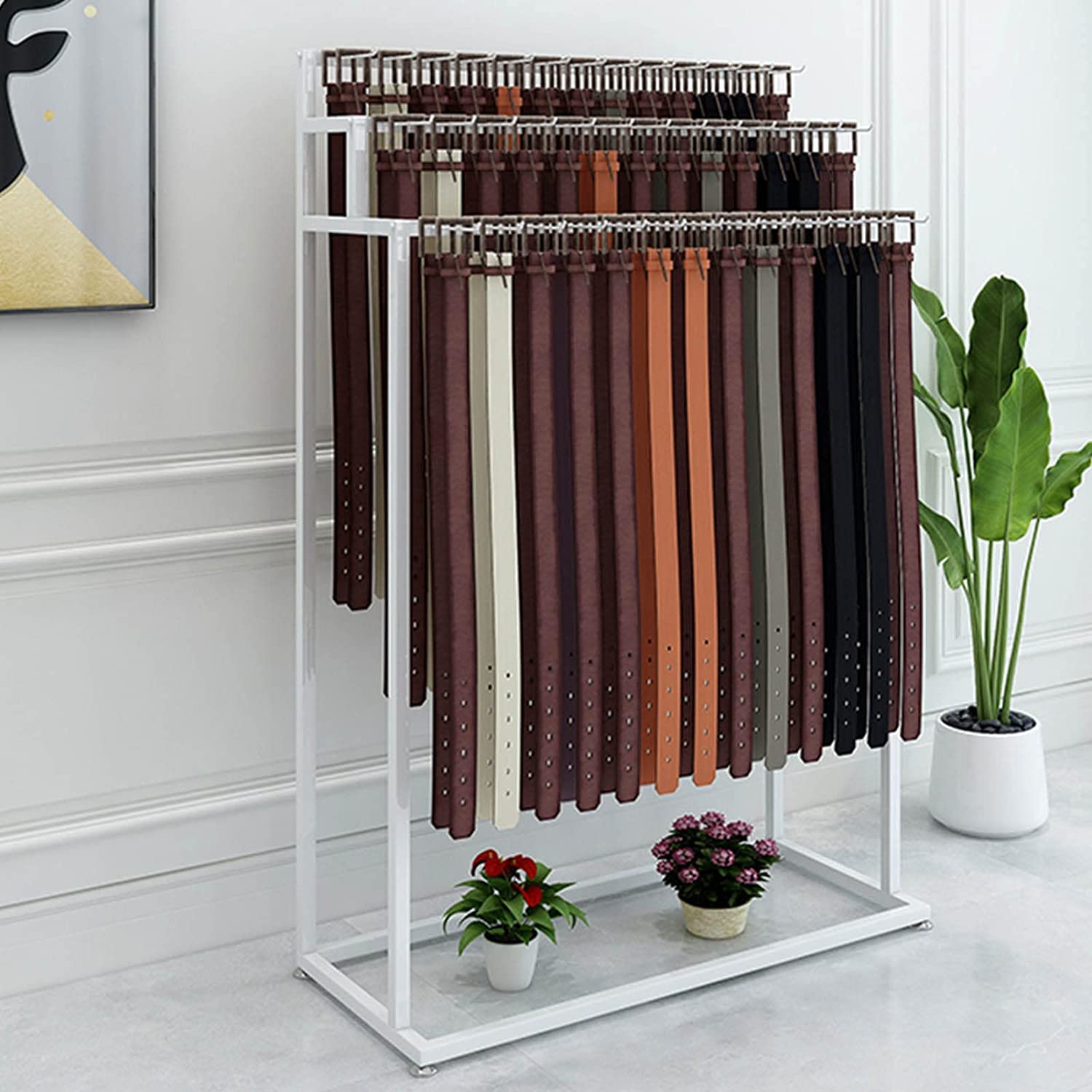 Soporte de exhibición de cinturones y corbatas para hombre, colgador de tienda de ropa minorista, organizador de joyas y bolsos, soporte para bufanda y paraguas, estantes comerciales, blanco, 100 x 40