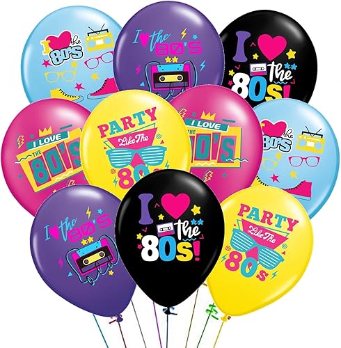 Decoraciones para fiestas de los años 80, paquete de 30 globos de regreso a los 80 para suministros de fiesta temática de los años 80  Globos retro