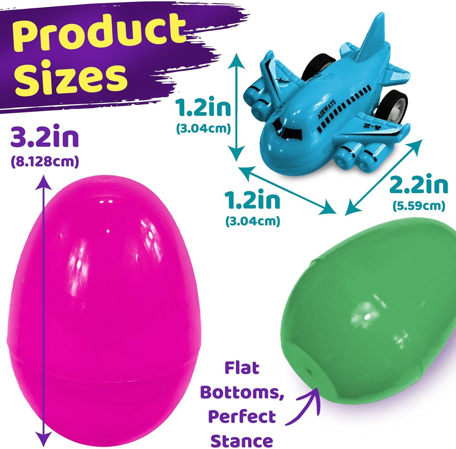 stargo 16 Pack Colorful Prefilled Easter Eggs bulk with toys - mini Aircraft, pull-back Helicopters & Airplanes. Plastic Easter Eggs Filled, Basket Fillers Egg Hunts, Party Favors, Boys Goodie Bags - Image 2