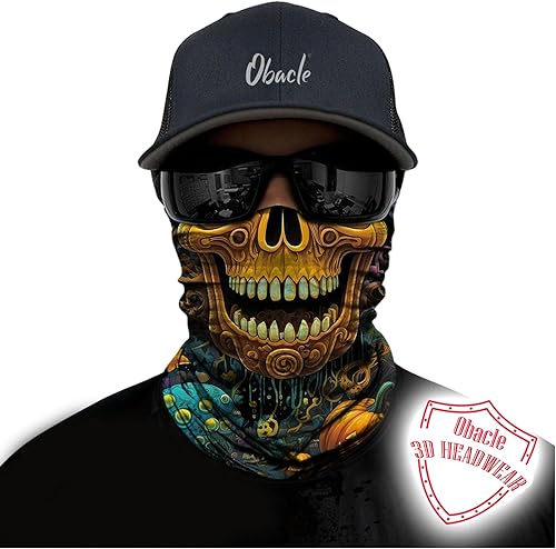 Miniatura 177 de Obacle - Tapabocas con cuello polar y de estilo de pañuelo contra el polvo y el sol para hombre y mujer Calavera Azul Ojo y Nariz