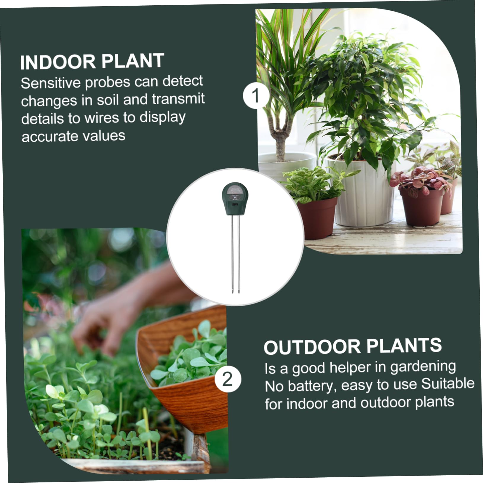 Sosoport 3 Stück 3 1 Bodentester Feuchtigkeit Sonde saftiger Boden Testen Heu Soil Tester erdfeuchtemesser Gartenboden-Tester Bodenprüfer Werkzeug zur Bodenanalyse Boden pH-Tester Abs Green