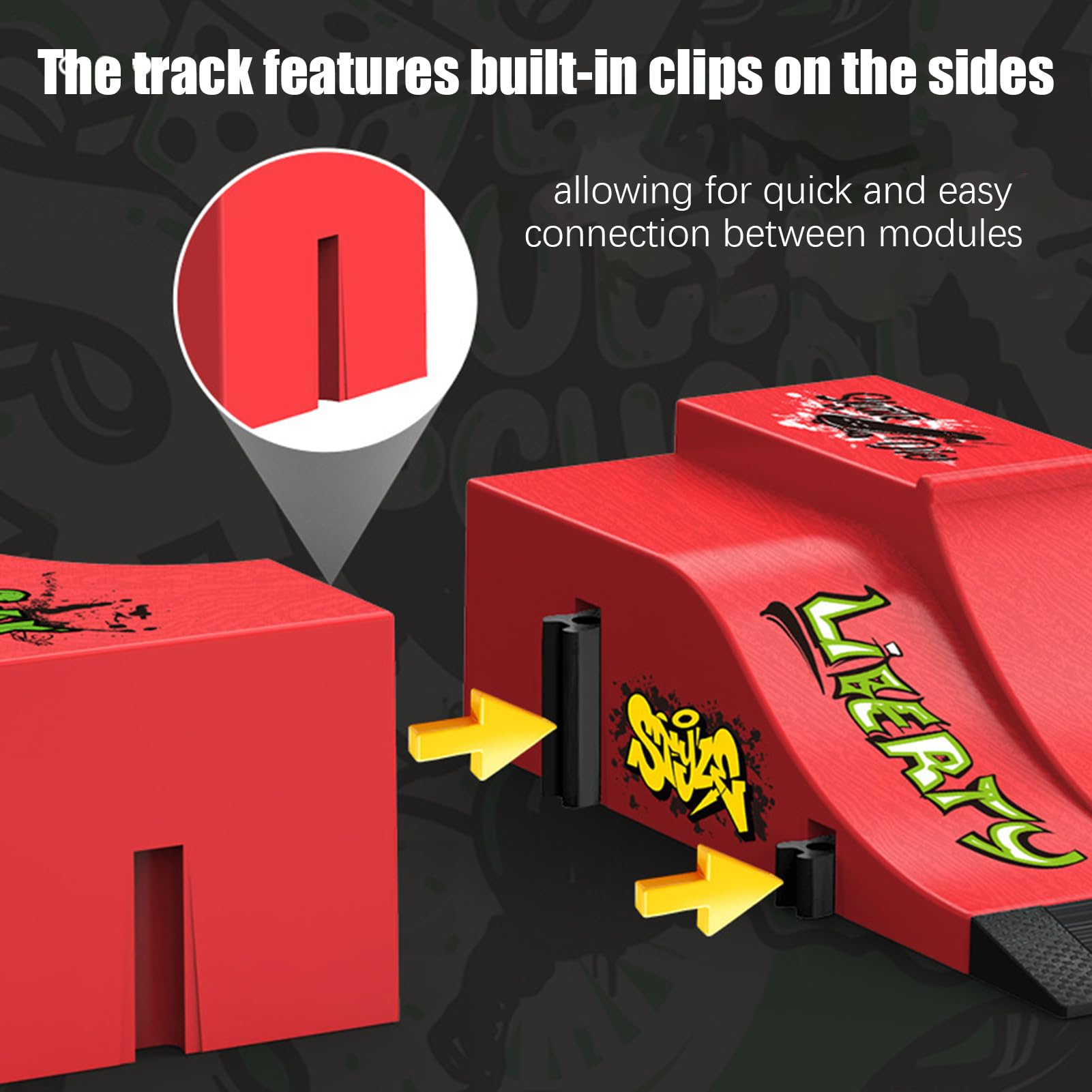 Finger Skateboard Ramp, Fingerboard Ramp for Kid, 6 Ramps 6 Fingerboard Skate Park Set, Fun Indoor Activity Portable Toy Training Set, for Birthday Party Indoor School Travel EducationalGift — view 3