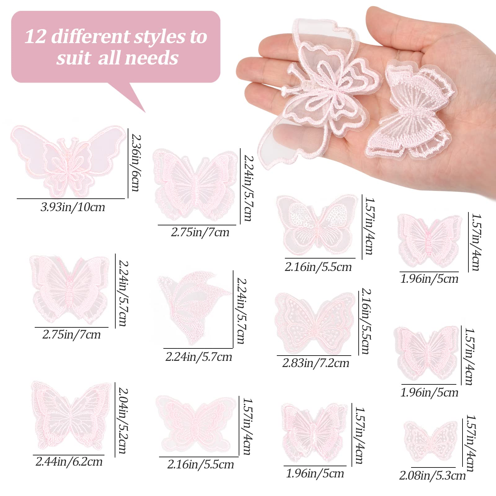 Wambere Lot De 30 Patchs à Coudre Thermocollants En Forme De Papillon, En Dentelle, En Organza, Appliques En Dentelle, Pour La Réparation, La Décoration De Robes, Bleu Clair