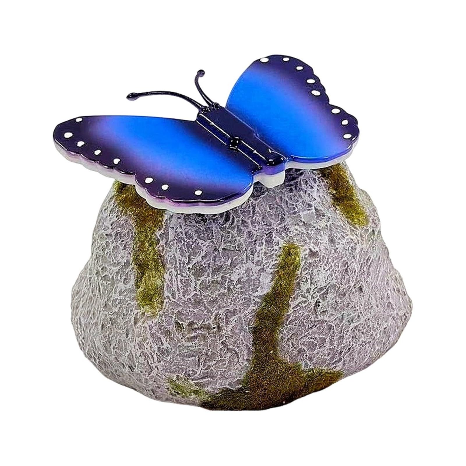 Drtlpmb Blue Solar Garden Lamp Soft Illuminations Butterfly Stone Shape Lawns Light For Outdoor Landscape Yard Pathway Decoration Fashion Solar Garden Lights