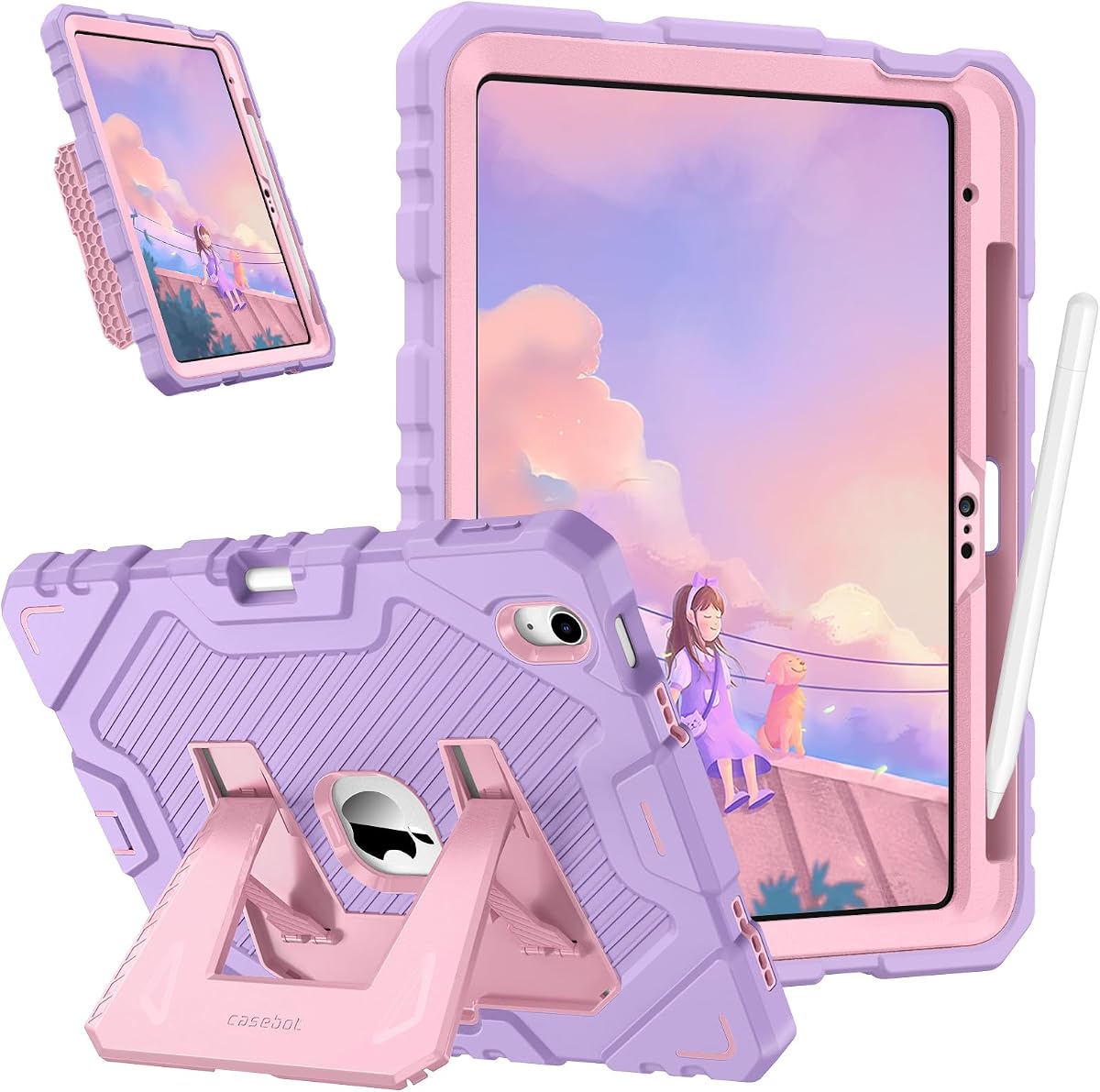 Fintie Kids Friendly Case for iPad (A16) 11th Generation 11 Inch (2025), iPad 10th Generation 10.9 Inch (2022), Fully-Body Rugged Heavy Duty Shockproof Protective Case with Kickstand, Purple