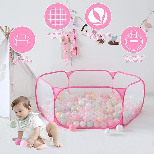 Vista 43 de STARBOLO Tienda de campaña para niños con pelotas, plegable para niños pequeños, piscina de pelotas, valla de gateo para interiores y exteriores
