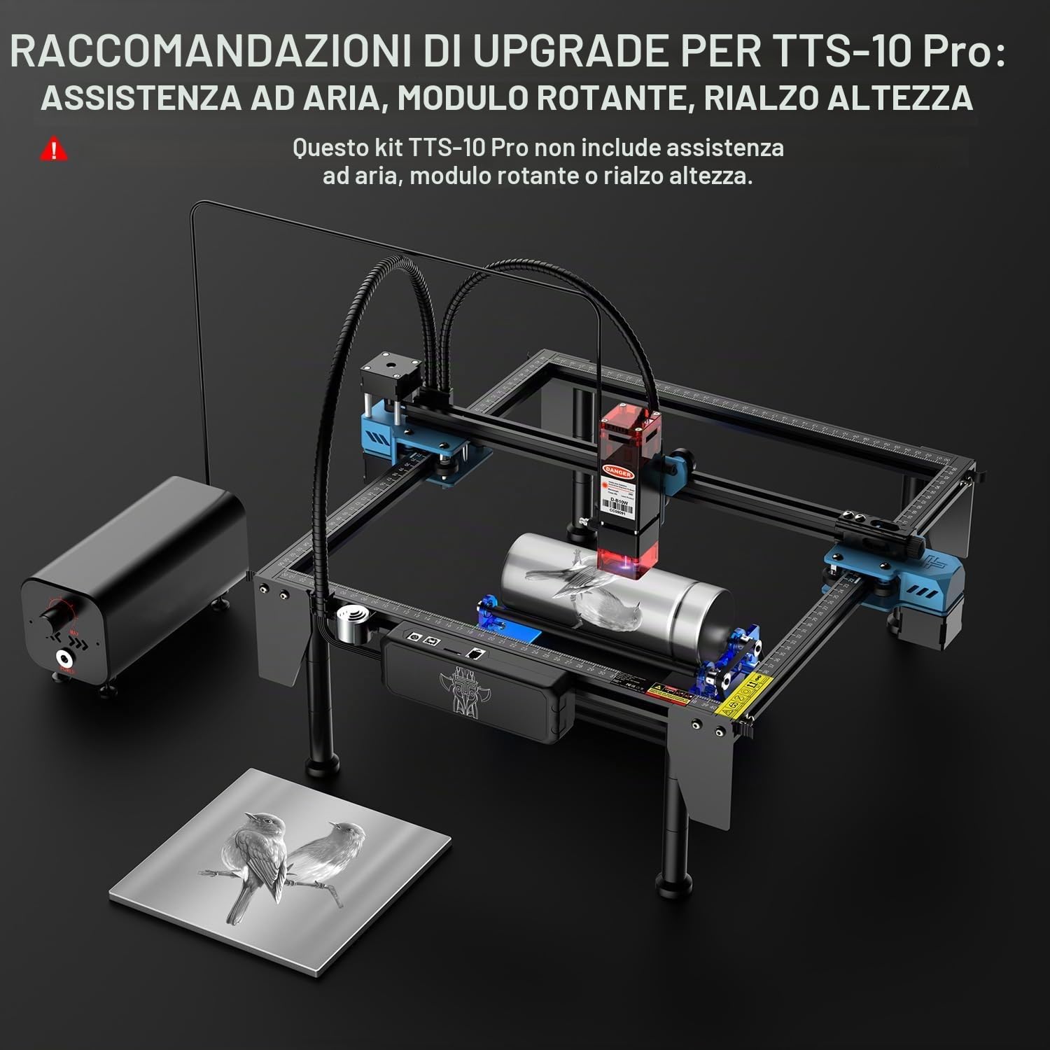 Twotrees TTS-10 PRO 10W Macchina per incisione laser Strumento per incisione a taglio laser Macchina per incisione per legno metallo alluminio vetro pelle