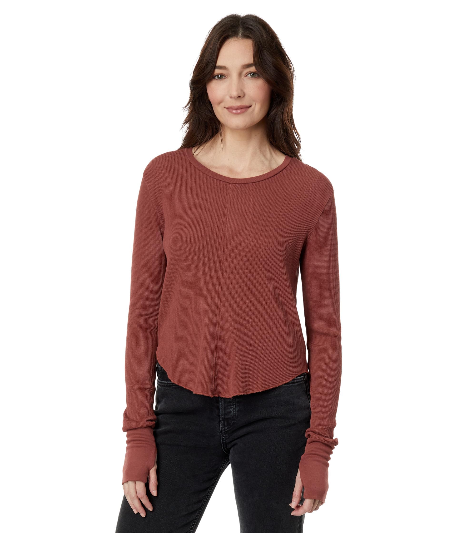 bobi Los Angeles Crew Neck Crop Tee with Thumbhole